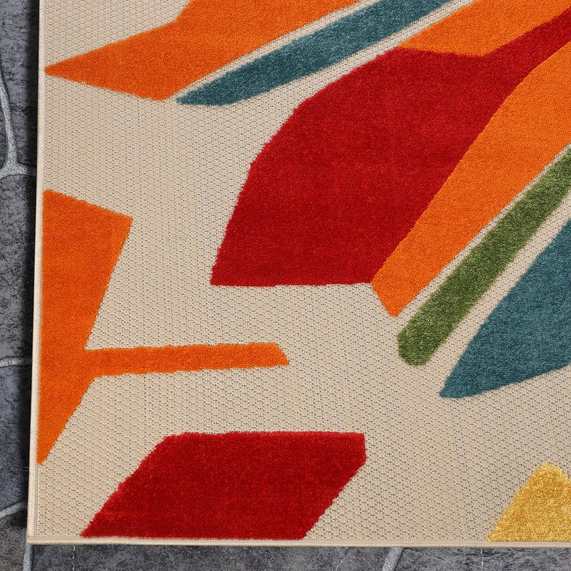 Superior Geometric Abstract Indoor Outdoor Runner or Area Rug