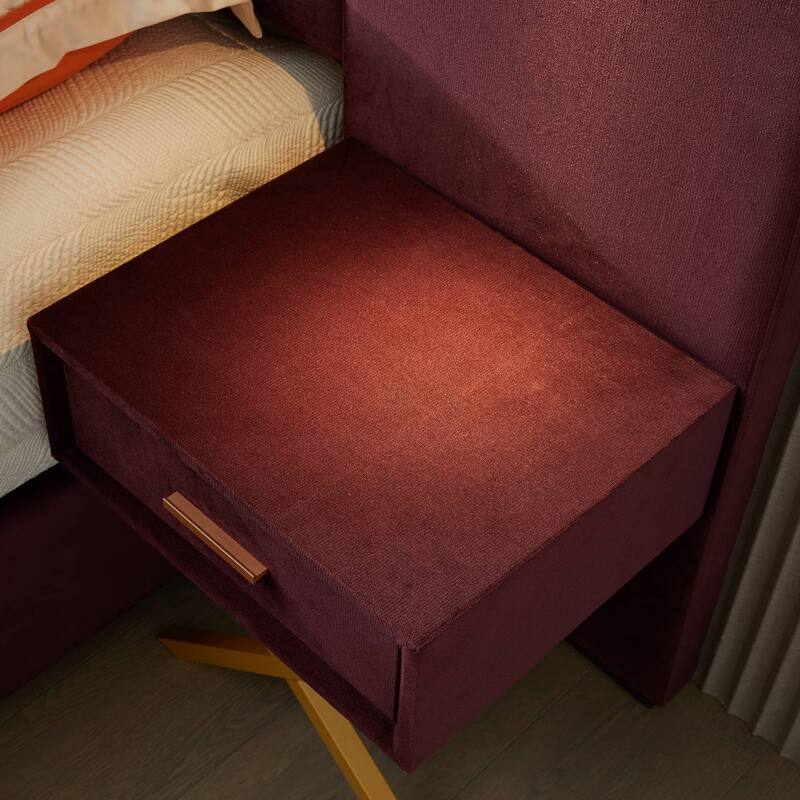 Rossetta Queen Size Bed Frame with Vertical Channel Tufted Wingback Headboard, Easy Assembly