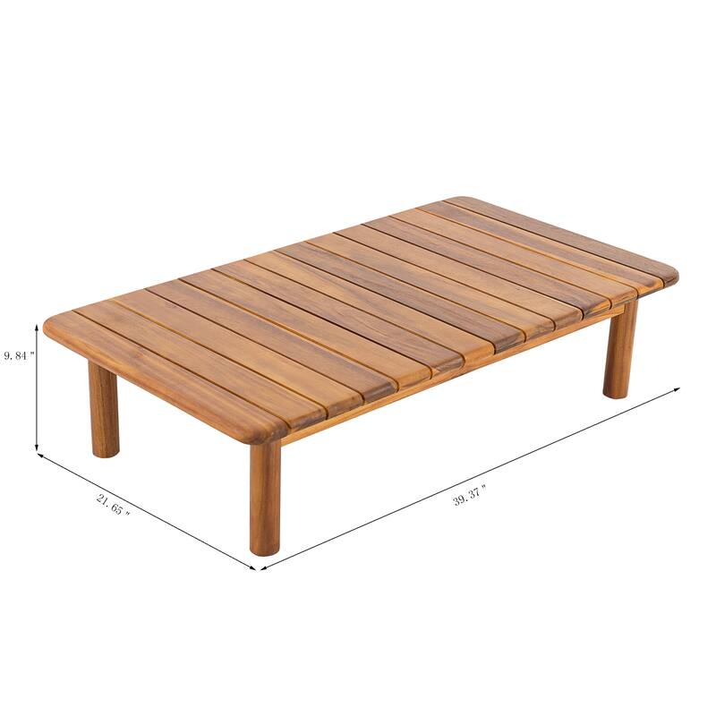 Christopher Knight Home - Canape Modern Outdoor Acacia Wood Loveseat with Coffee Table and Water-Resistant Cushions