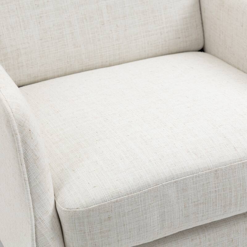 Cotton Linen Accent Chair with Wood Legs