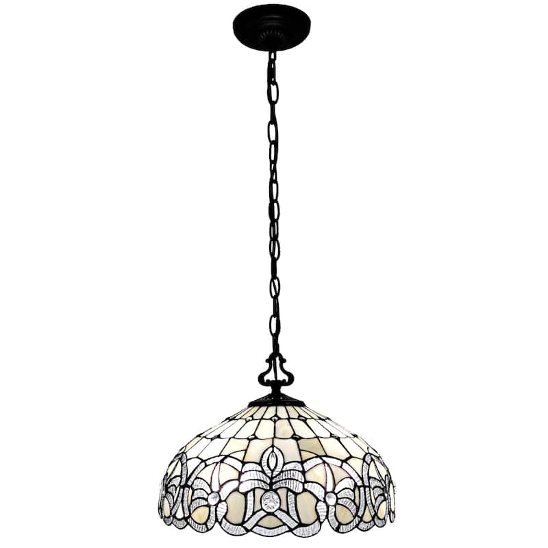 Tiffany Style White Hanging Lamp 16 Inches Wide AM294HL16B Amora Lighting