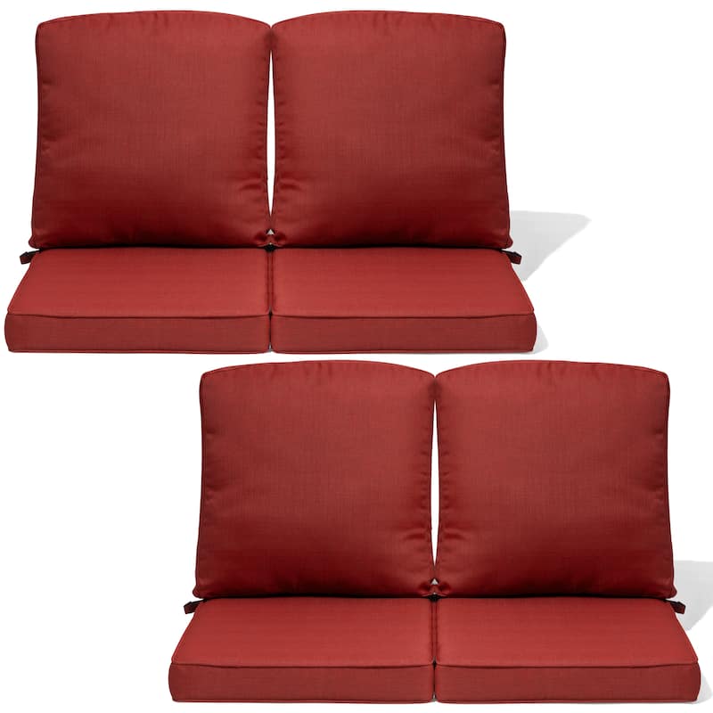 21 W in x 22 D in. Outdoor Deep Seat Chair Cushion Set Dining Patio Chair Pad Set - 4-Seater - CHILI