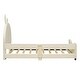preview thumbnail 7 of 8, Beige Upholstered Daybed with Rabbit Ear Shaped Headboard, Footboard and L-shape Guardrail Frame Platform Sofa Bed, Twin Size