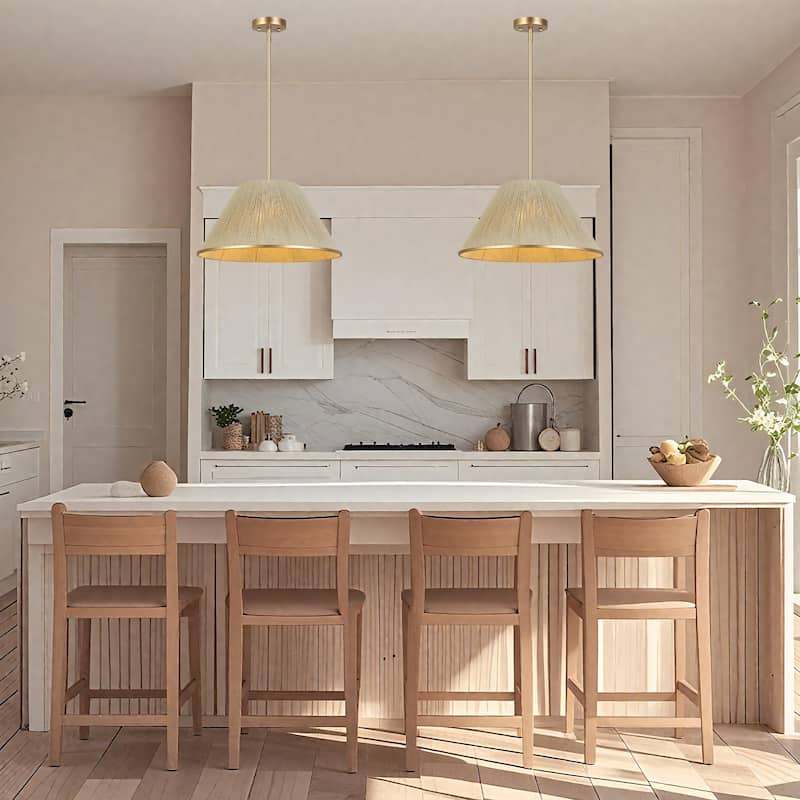 Modern Farmhouse 1-Light Gold Nature Pendant Light for Kitchen Island Dining Room - Nature&Gold - 20.5"Dx11"H