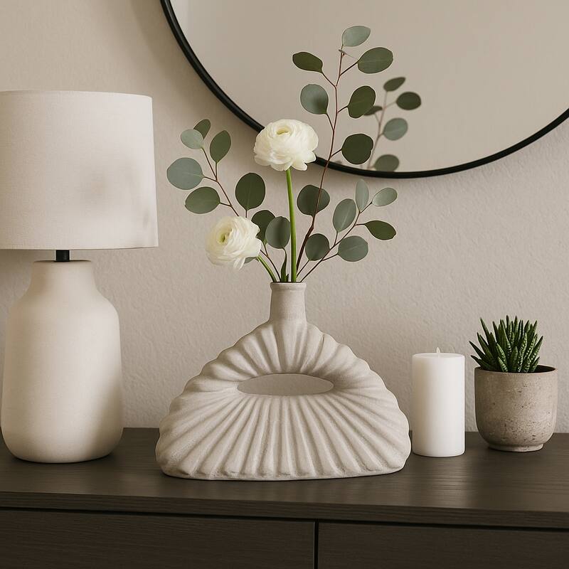 Decorative Vase - Ivory Ceramic Styling
