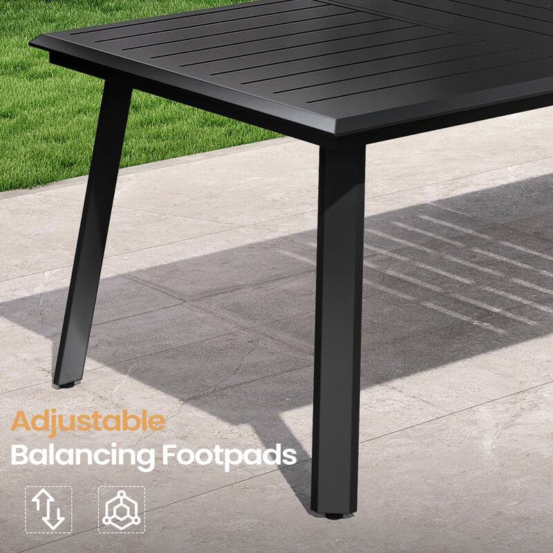 9PC Outdoor Patio Aluminum Dining Set Table with Sunbrella Swivel Dining Chairs Umbrella Hole