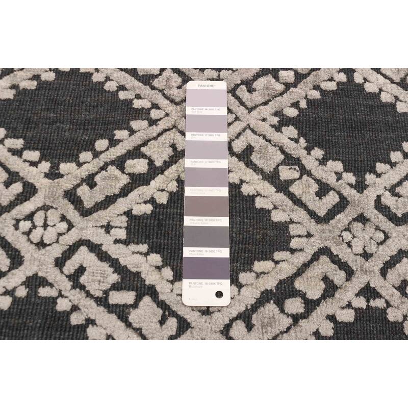 ECARPETGALLERY Hand Loomed Elysian Light Grey Viscose, Wool Rug - 5'3 x 7'9