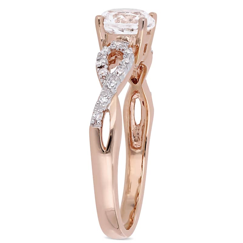 Miadora 10k Rose Gold Created White Sapphire 1/10ct TDW Diamond Infinity Engagement Ring