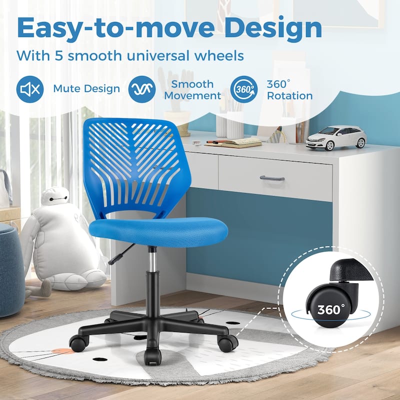 Height-Adjustable Ergonomic Kids Desk Chair with Universal Casters - 20" x 18" x 30.5" - 35"(L x W x H)