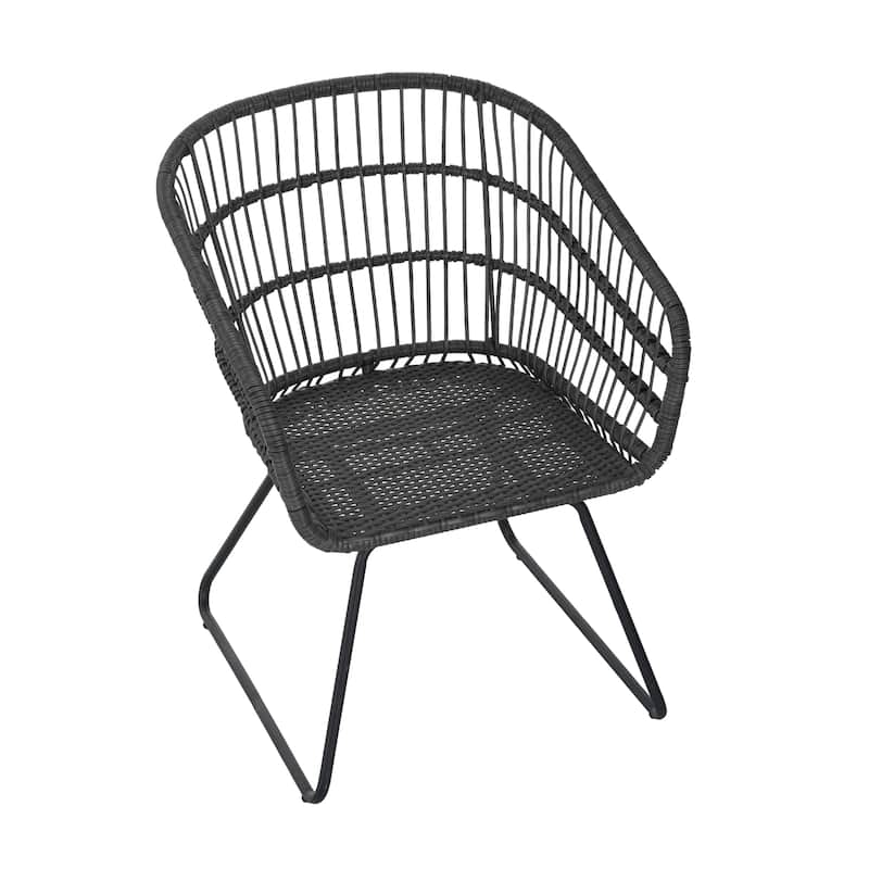 Roomfitters 2-Piece Outdoor Wicker Club Chairs, Transitional Tub Seating with Splayed Sled Legs & Water-Resistant Cushions, Gray