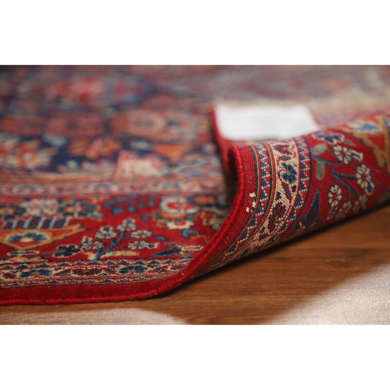 Hand Knotted Oriental 100% Wool Carpet Traditional Floral Navy Blue & Blues Isfahan Area Rug - 6' 8'' X 4' 6''