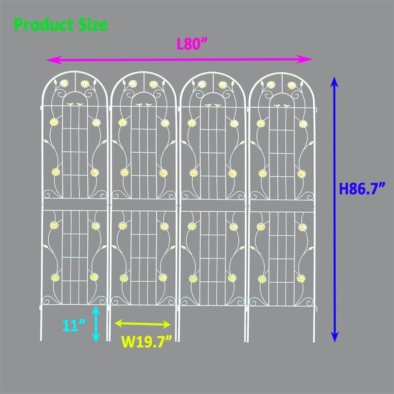 4 Pcs Rustproof Metal Garden Trellis for Climbing Plants