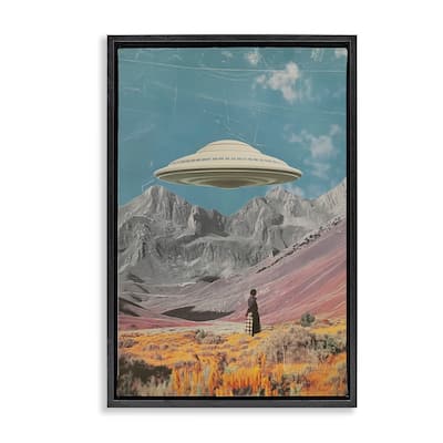 Stupell UFO over Mountain Valley Framed Floater Canvas Wall Art Design By Wumples