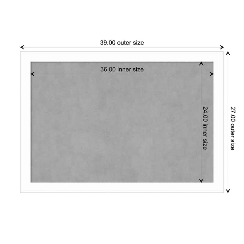 Amanti Art Basic White Narrow Framed Magnetic Board - Board Size 36x24