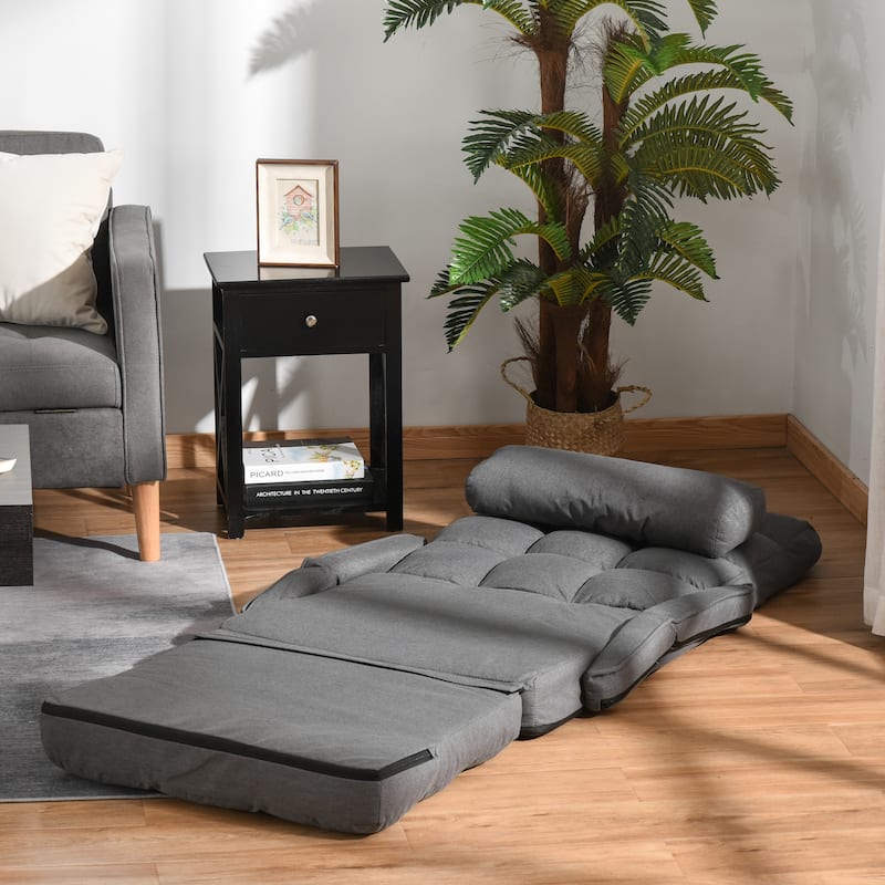 Grey Modern 30.8" Folding Upholstered Chaise Lounges Chair with Pillow for Living Room