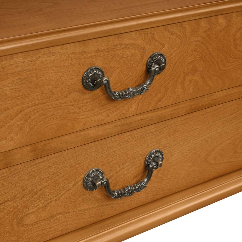 43"Retro Curved Wood Console Table with 3 Drawers and Storage Shelf