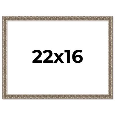 22x16 Frame Silver Versailles Ornate Solid Wood Picture Frame | 1 Inch