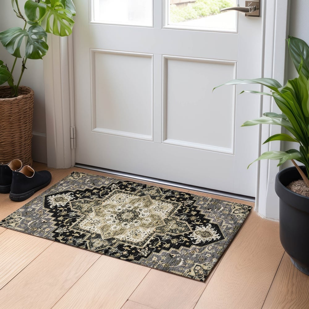 Machine Washable Indoor/ Outdoor Persian Traditional Chantille Rug