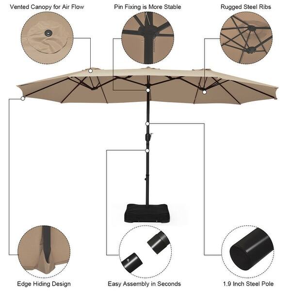 Shop Black Friday Deals On 15 Ft Patio Umbrella Outdoor Umbrella With Crank Base Overstock 30732408