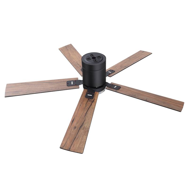 52" Reversible 5-Blade Flush Mount Ceiling Fan with LED Light and Remote