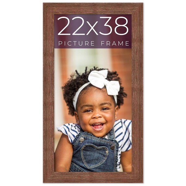 22x38 Brown Picture Frame - Wood Picture Frame Complete with UV