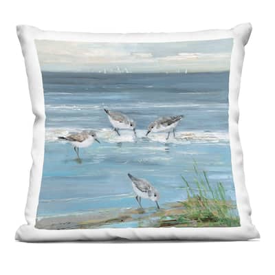Stupell Relaxed Sandpipers on Shore Decorative Printed Throw Pillow Design by Sally Swatland