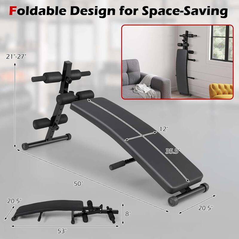Sit Up Bench Foldable Ab Bench w/5-level Adjustable Height