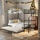 preview thumbnail 2 of 30, Versatile Design Twin over Full Metal Bunk Bed with Trundle and Lateral Storage Practical Step Ladder and Built-in Wardrobe