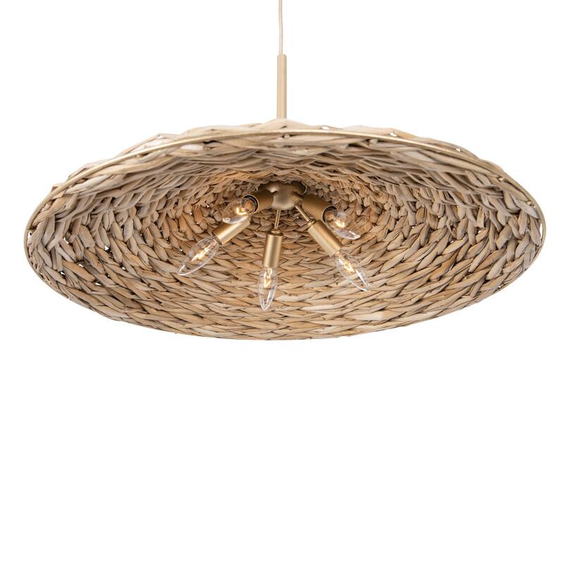 Varaluz Hilton Head Pendant Light - French Gold/Natural Seagrass