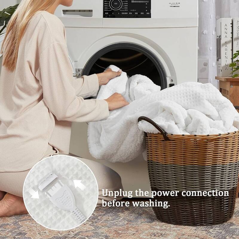 Electric Waffle Fast Heating Flannel Blanket, White