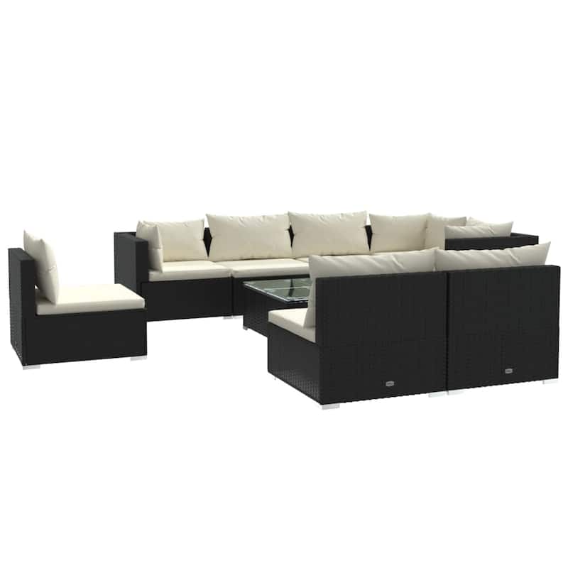 vidaXL Patio Lounge Set Outdoor Sectional Sofa Set Table Garden Poly Rattan - 27.6" x 27.6" x 23.8"