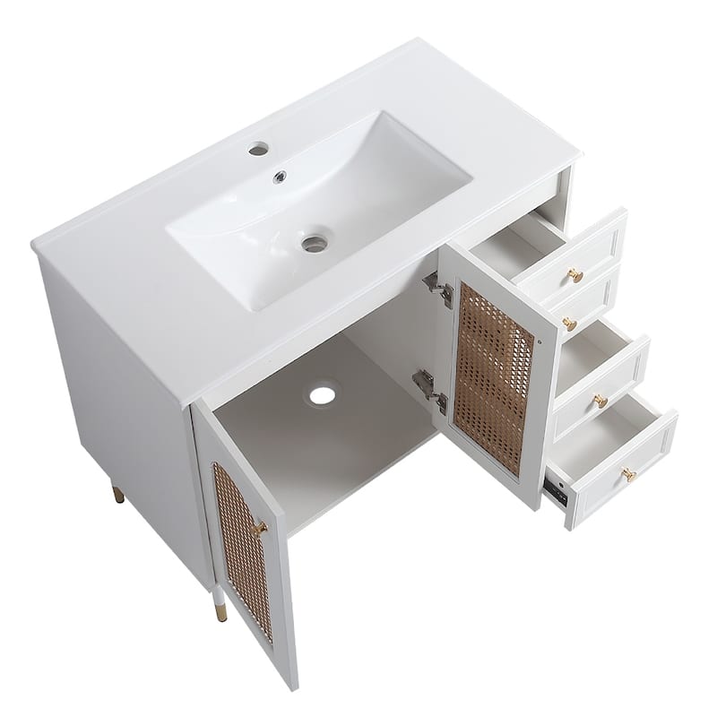 36" Bathroom Vanity with Ceramic Basin