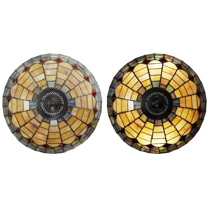 Alice River of Goods Multicolor Stained Glass Dome Shade 26.75-Inch Table Lamp - 18" x 18" x 26.75"