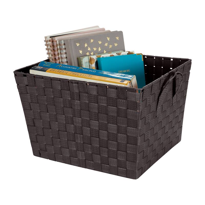 Simplify Large Woven Storage Bin in Chocolate - 13"x15"x10"