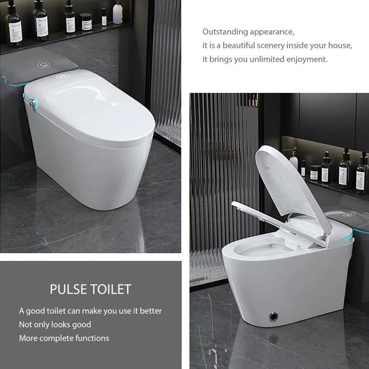 Yulika Smart Toilet with Tank Bidet Toilet with Auto Dual Flush, Auto Open & Close, LED Display