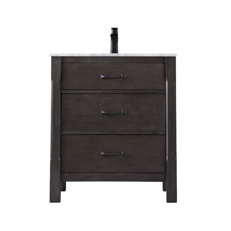 Altair Maribella Single Bathroom Vanity Set and Carrara White Countertop without Mirror