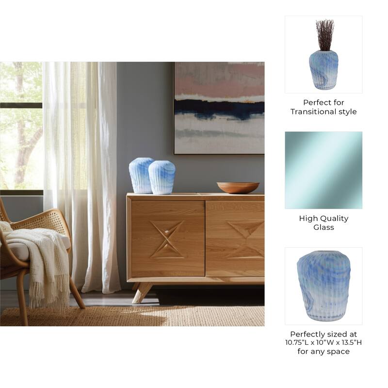 Glass Vase Ribbed Abstract Pattern for Flower Arrangement Home Decor