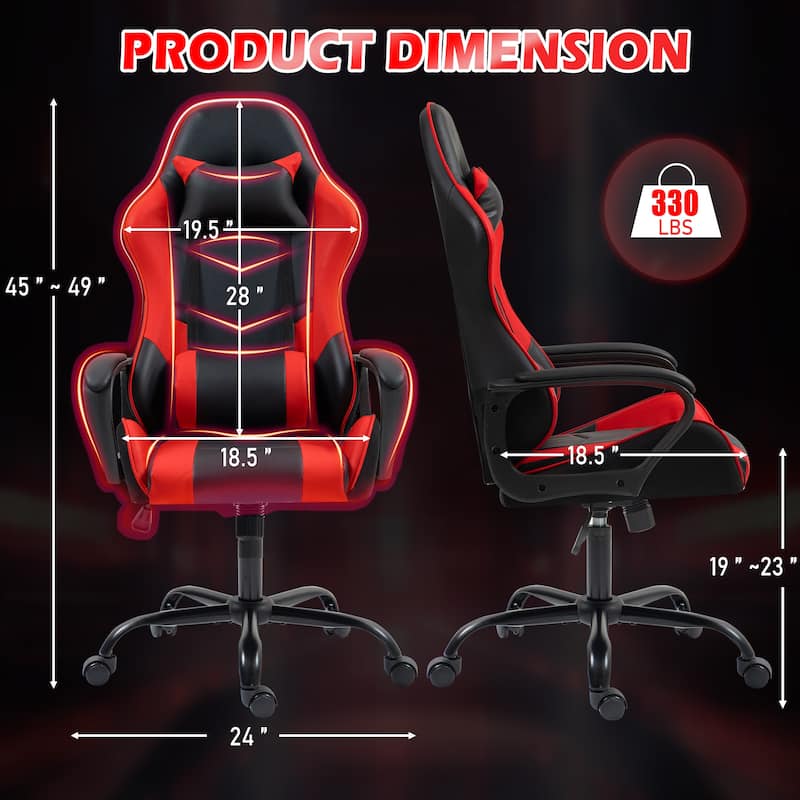 EROMMY Ergonomic Gaming Chair with Massage Lumbar, Rocking Function, Adjustable Support, 360° Swivel