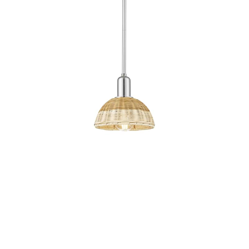 Innovations Lighting 716-1S-11-8 Natural Ballston Dome Pendant Natural - Polished Chrome / Natural