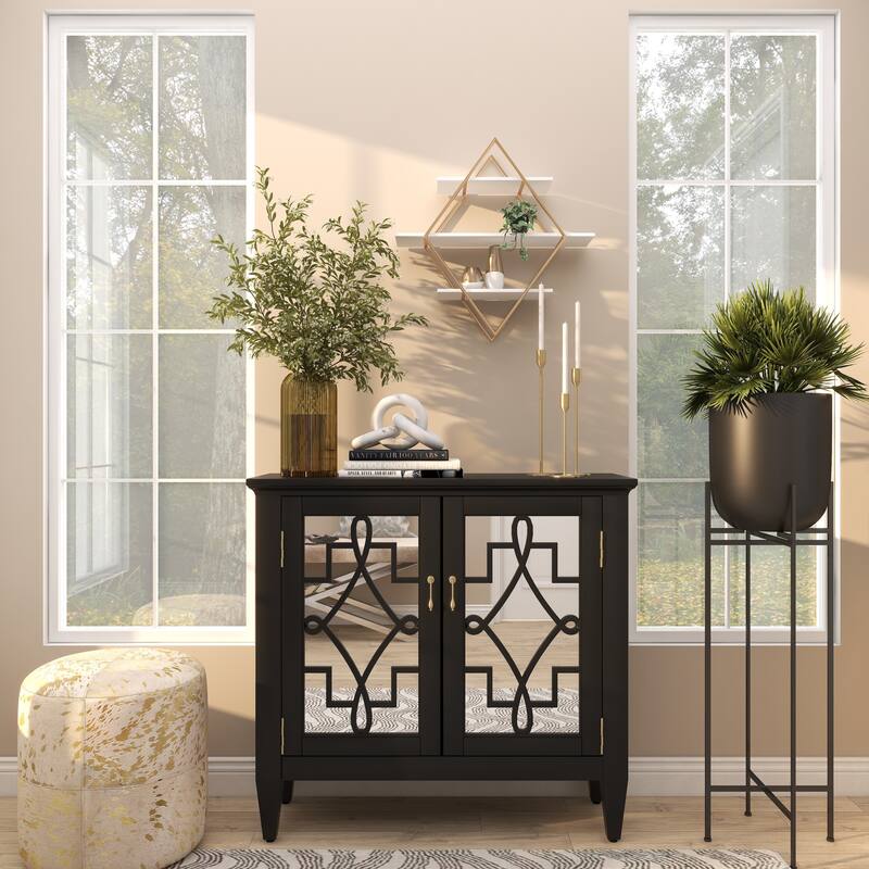 Wooden 3 Shelves Wall Shelf with Diamond Shape - Gold - Roche River Decor