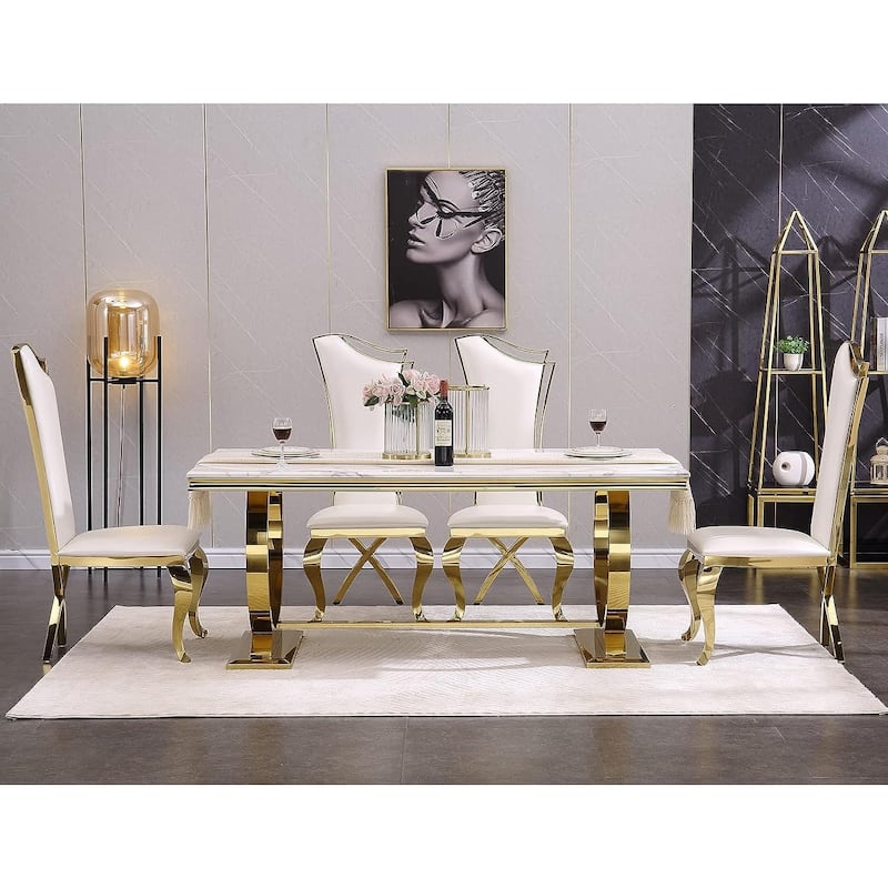 Luxury Upholstered Dining Chairs with Stylish Streamlined High Back with Cabriole X-Shaped Legs
