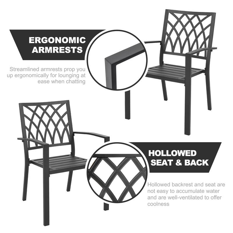 5PCS Patio Metal Dining Set with Umbrella Hole, All-Weather Design