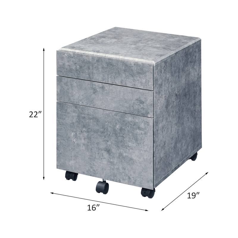 Jurgen Faux Concrete & Silver Finish File Cabinet