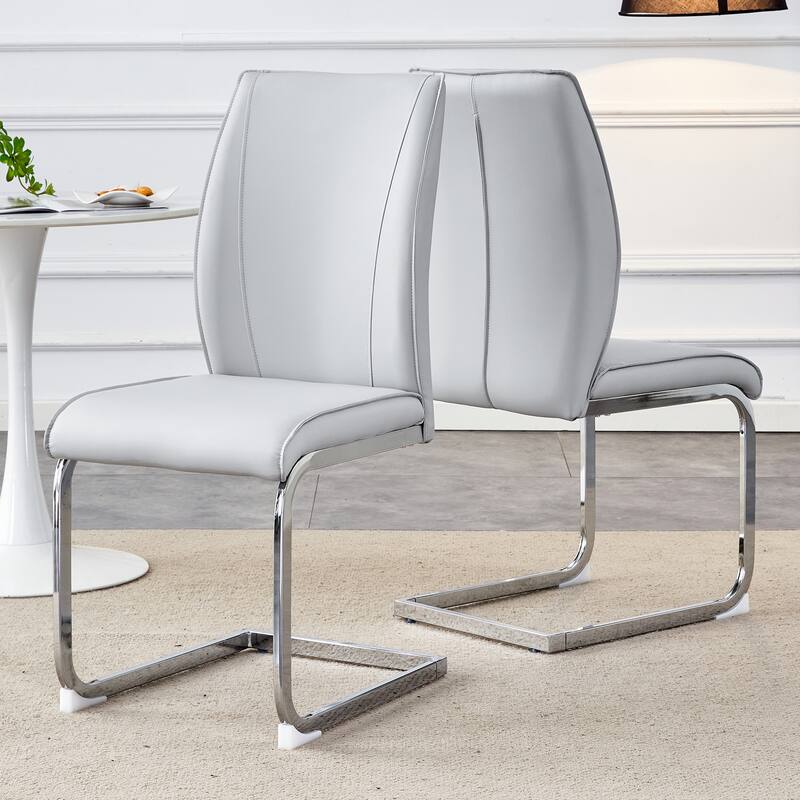 Set of 2 High Resilience Dining Chair with Arched Metal Silver Leg
