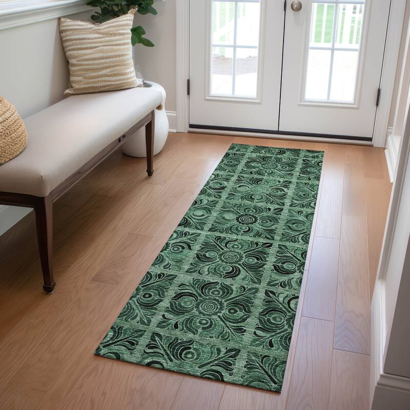 Machine Washable Indoor/ Outdoor Chantille Mosic Rug