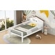 preview thumbnail 4 of 12, White Twin Size Wood Platform Bed with House-shaped Headboard, LED and Built-in Storage