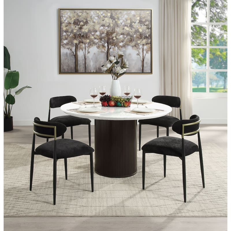 ACME Jaramillo Side Chair (Set-2), Black Fabric & Black Finish - Black/Tobacco