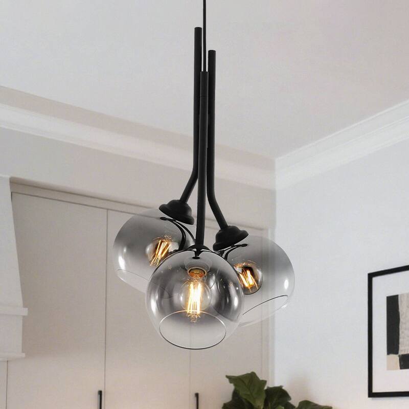 3-Light Contemporary Handcrafted Mirror Glass Pendant - N/A