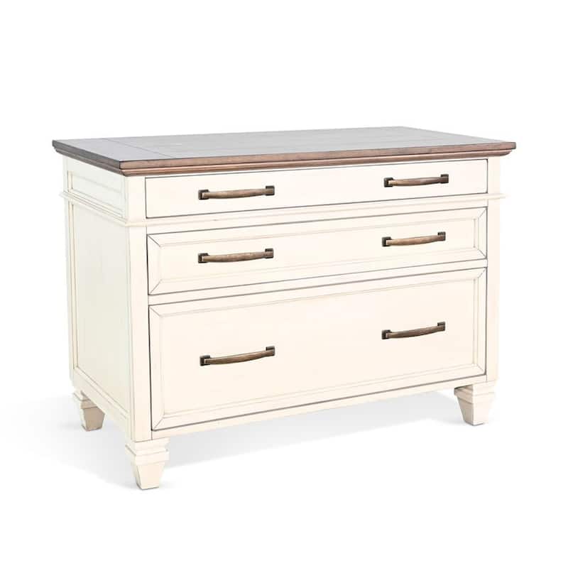 Casey File Cabinet with 3 Drawers, White Brown Mahogany Mindy Wood