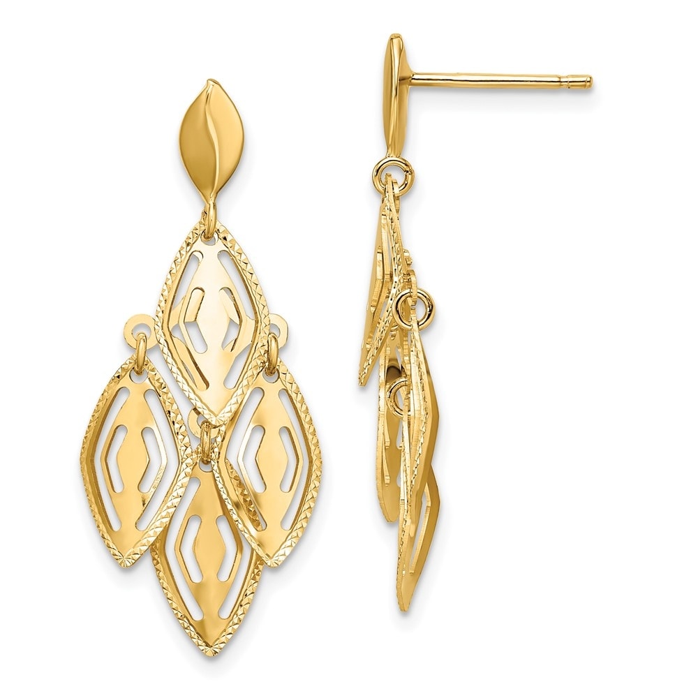 14K Yellow Gold Polished Diamond-cut Post Earrings 